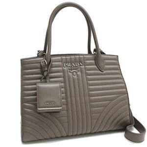 Prada Diagram Handbag Taupe Brown Leather